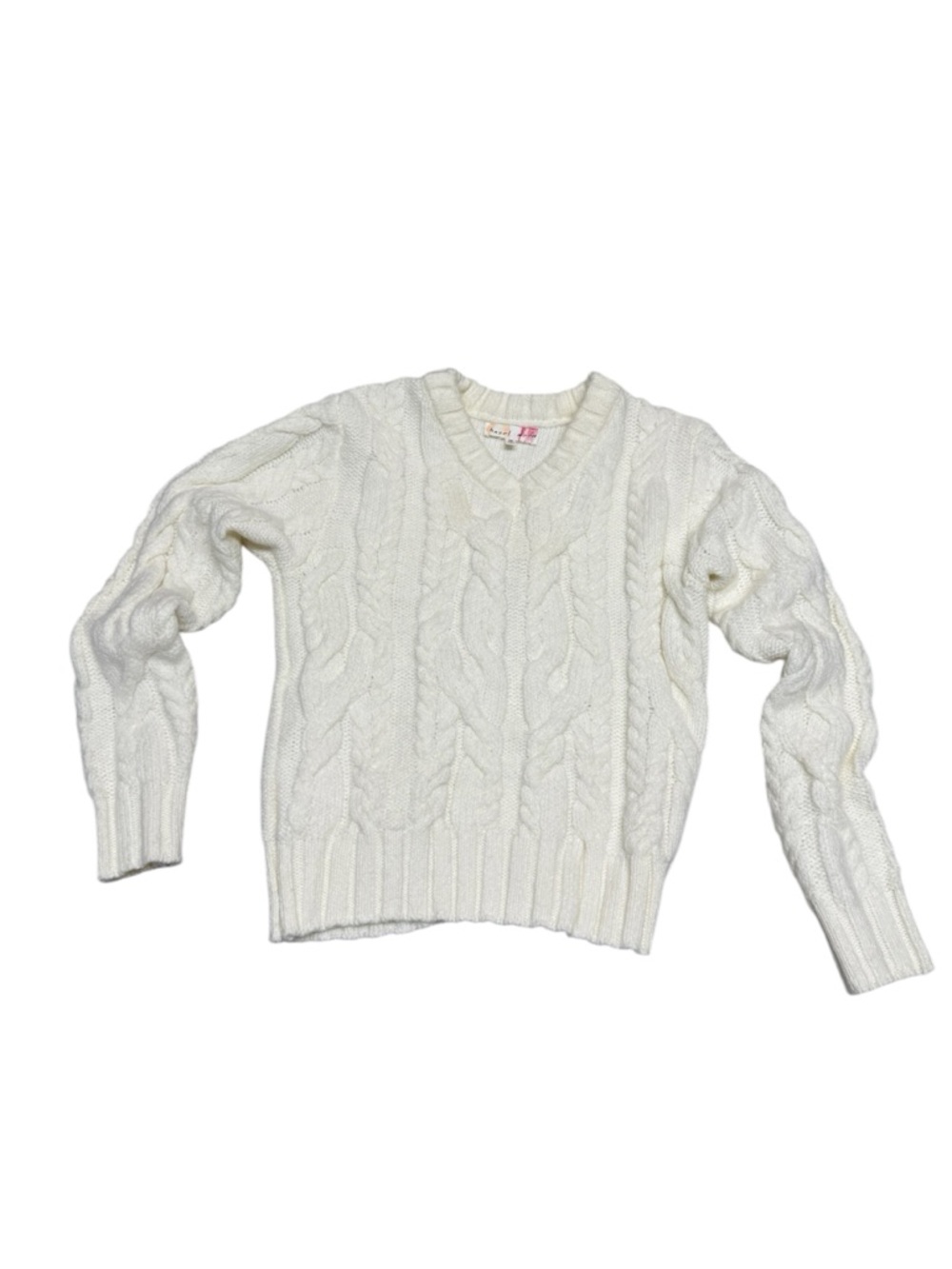Women’s Cream Cable Knit V-Neck Sweater